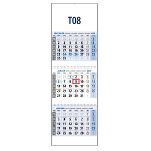 Plánovací kalendár KLASIK trojmesačný modrý 2024