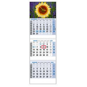Plánovací kalendár KLASIK trojmesačný modrý s hodinkami 2024