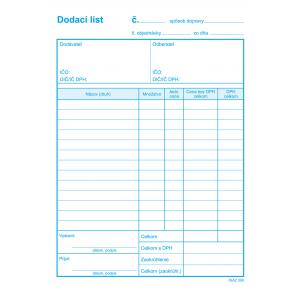 Dodací list s DPH, samoprepis, A5, 100 listov