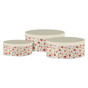 Dóza plechová 3ks set 200x90mm guľatáChristmas Glory, farebná