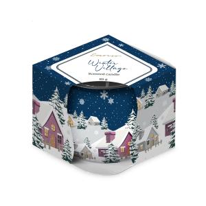 Emocio Sklo Dekor 70x62 mm Winter Village (Snowflakes), vonná sviečka