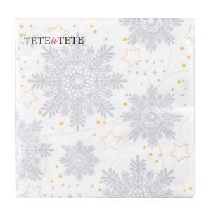 Vianočné servítky Snowflakes silver 33x33 cm, 20 ks