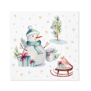 Vianočné servítky Lovely Snowman 33x33 cm, 20 ks