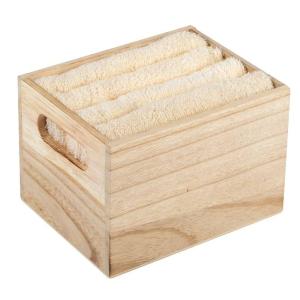 Darčekový drevený box 4ks uterákov béžové