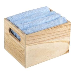 Darčekový drevený box 4ks uterákov svetlo modré