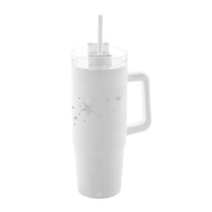 Termo hrnček dvojstenný biely personalizovaný so slamkou 900ml