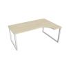 Pracovný stôl UNI O, ergo, ľavý, 180x75,5x120 cm, agát/biela