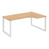 Pracovný stôl UNI O, ergo, ľavý, 180x75,5x120 cm, dub/biela