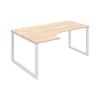 Pracovný stôl UNI O, ergo, pravý, 180x75,5x120 cm, agát/biela